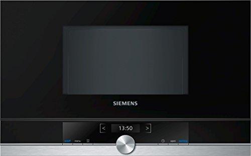 Siemens BF634LGS1 iQ700 - Microondas integrable / encastre sin marco sin grill, 21 L, 900 W, color negro con acero inoxidable, negro