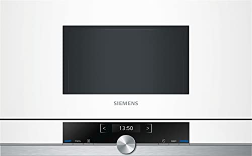 Siemens MDA BF634LGW1 iQ700 - Microondas integrable / encastre sin marco sin grill, 21 L, 900 W, color blanco con acero inoxidable