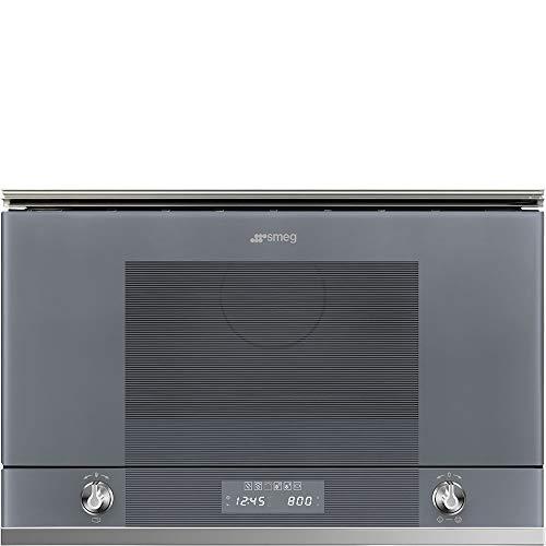 Smeg MP122S1 - Microondas con parrilla integrada (22 L, 850 W), color gris y acero inoxidable